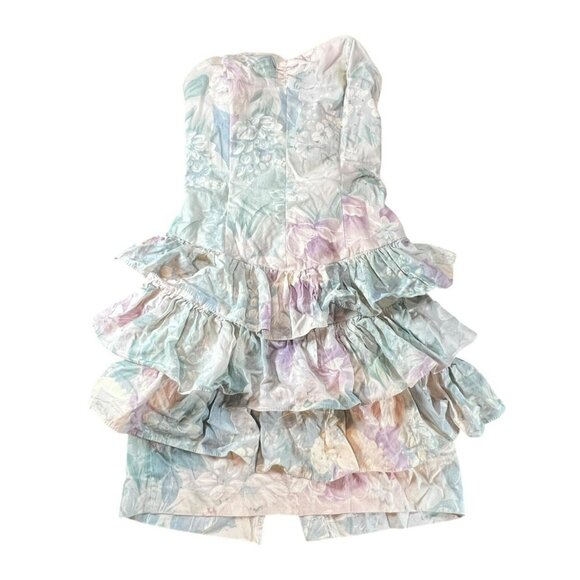 Vintage All That Jazz 1980’s Floral Ruffle Mini Dress - Picture 1 of 8